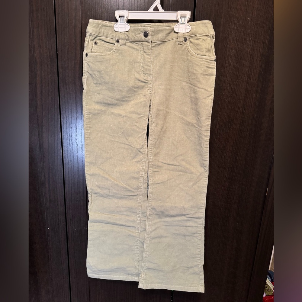 Mini Boden girls 10y light green corduroy pants